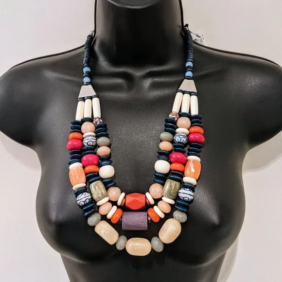 CHICO'S Beaded Chunky Multi-Strand Necklace - Picture 1 of 4